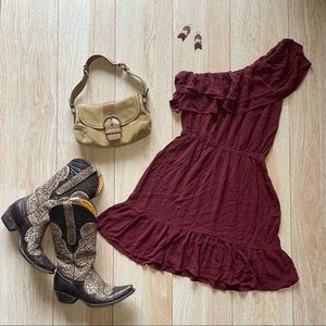 Mossimo Medium One Shoulder Burgundy Dress